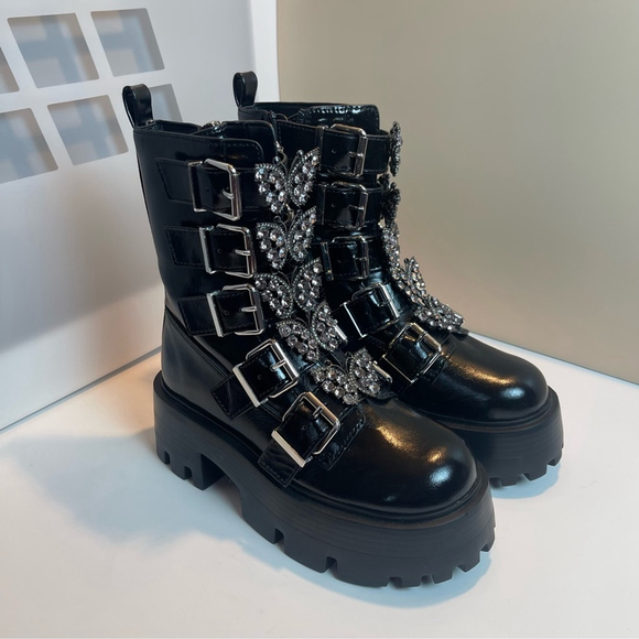 Steve Madden Madoy Special Edition Platform Boots crystals butterfly 6.5 - Picture 3 of 14
